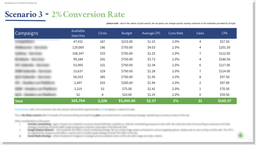 Example of Google Ads Performance Estimates for a SaaS company