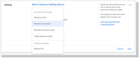Options for automated bidding strategies in Google Ads interface
