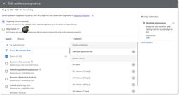 audience segments, recommended targeting. 